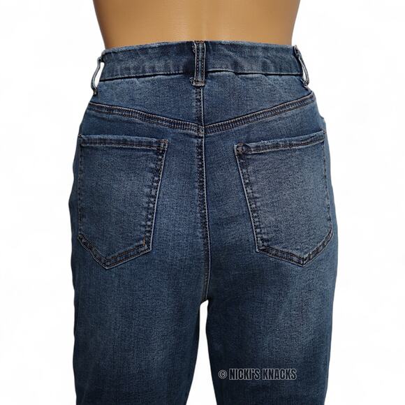 Refuge High Rise Skinny Jeans Frayed Hem Stretch Blue Denim Curvy Size 9 - Picture 6 of 9